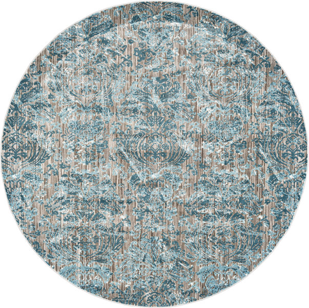 Feizy Keats Damask Teal/Beige Area Rug Perigold